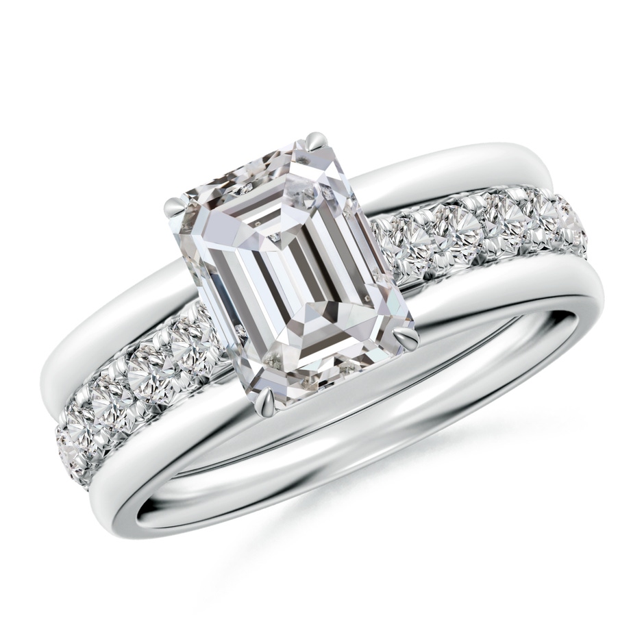 8x6mm IJI1I2 Emerald-Cut Diamond Two Tone Engagement Ring with Accents in White Gold side 399