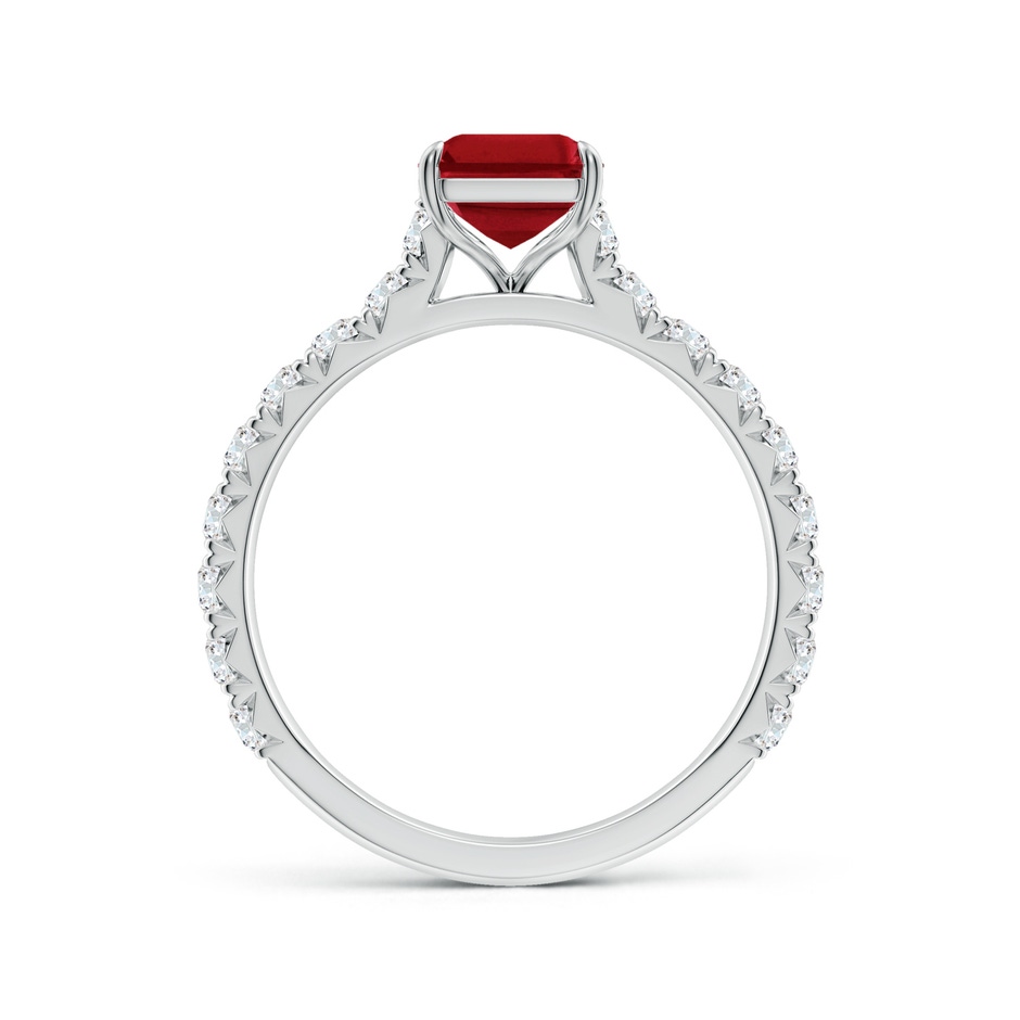 8x6mm AAA Emerald-Cut Ruby Two Tone Engagement Ring with Accents in White Gold side 199