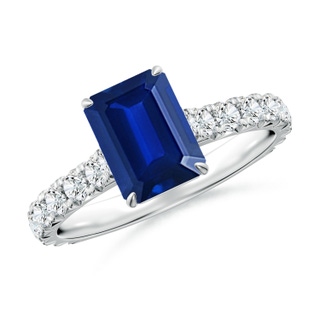 Emerald Cut Lab-Grown Lab Grown Blue Sapphire