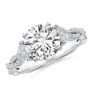 8.1mm HSI2 Three Stone Round and Trillion Diamond Twisted Shank Engagement Ring in P950 Platinum