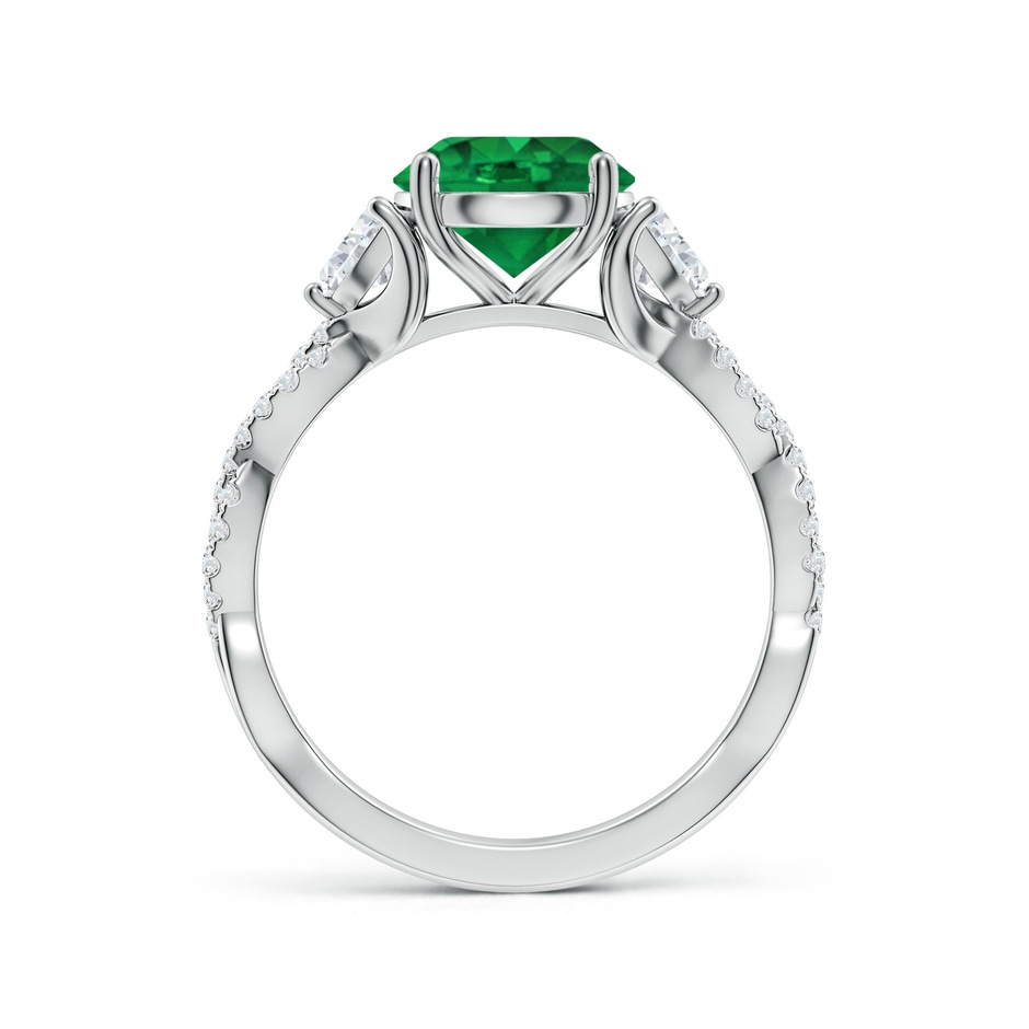 8mm AAA Three Stone Round Emerald and Trillion Diamond Twisted Shank Engagement Ring in White Gold side 199