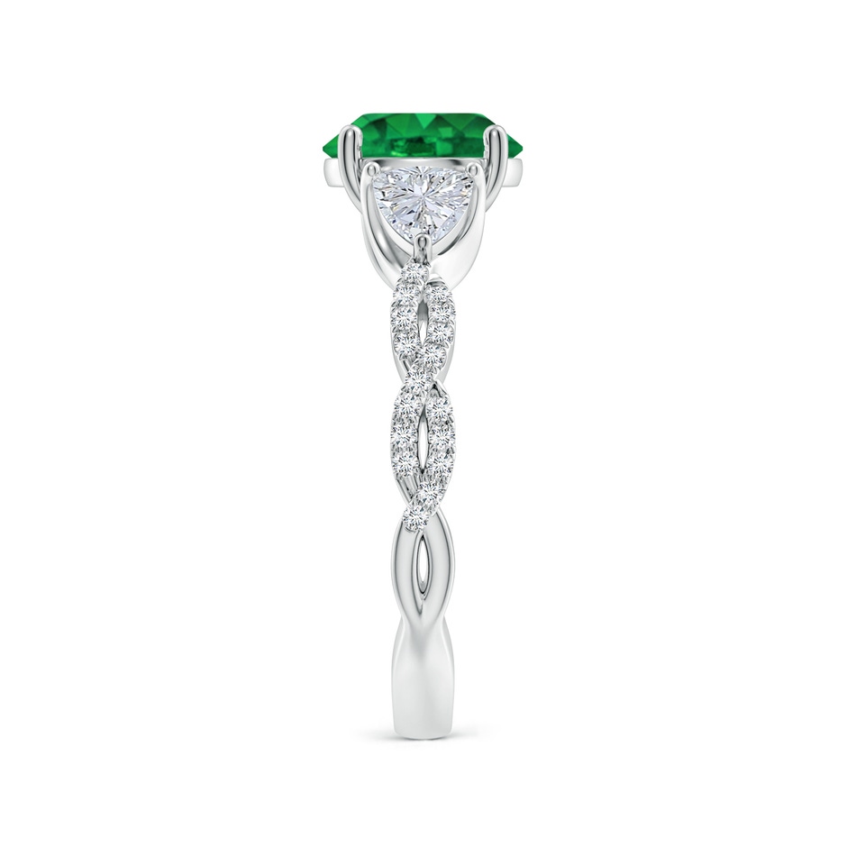 8mm AAA Three Stone Round Emerald and Trillion Diamond Twisted Shank Engagement Ring in White Gold side 299