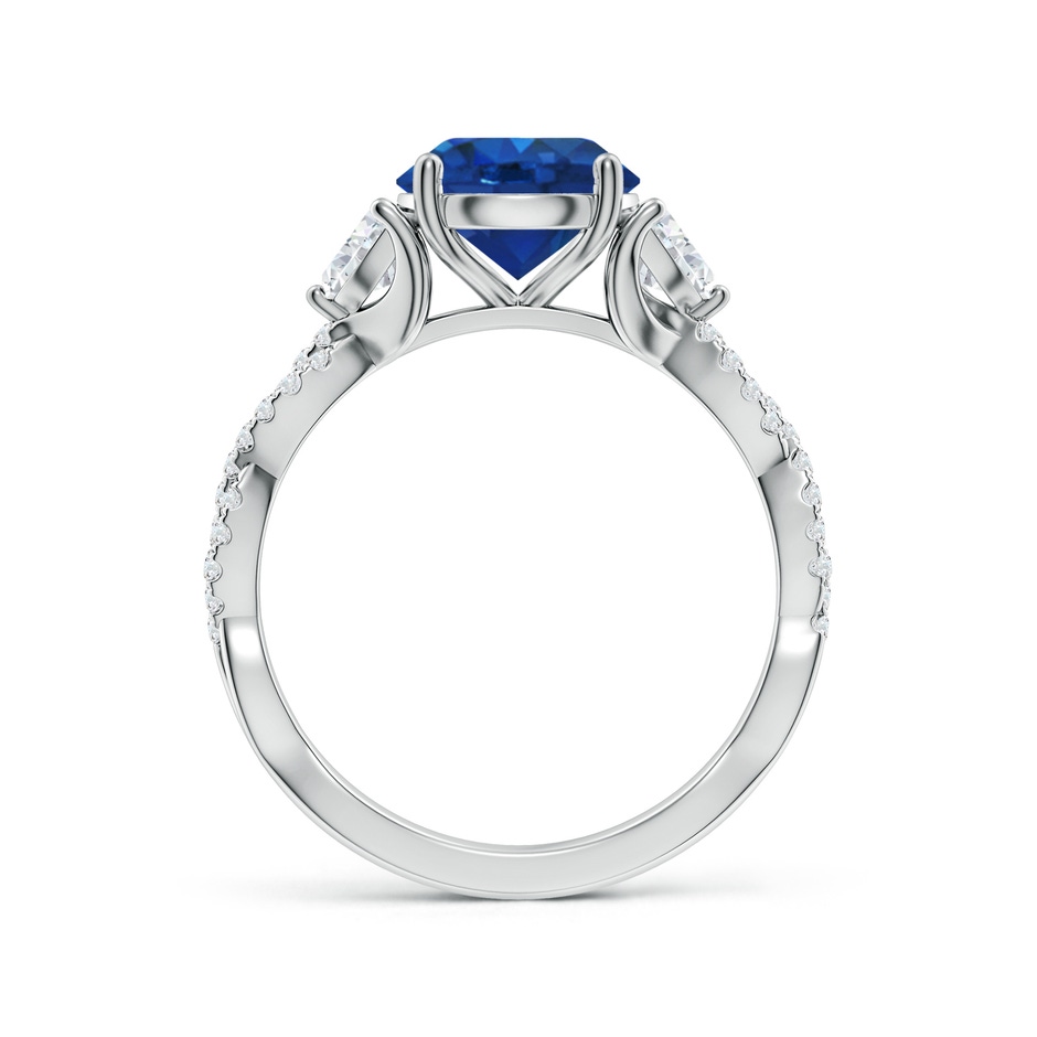 8mm AAA Three Stone Round Blue Sapphire and Trillion Diamond Twisted Shank Engagement Ring in White Gold side 199