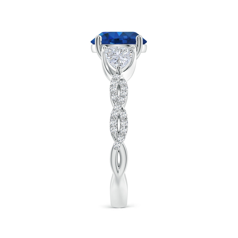 8mm AAA Three Stone Round Blue Sapphire and Trillion Diamond Twisted Shank Engagement Ring in White Gold side 299