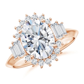 10x8mm GVS2 Oval Diamond Halo Knife-Edge Shank Engagement Ring in Rose Gold