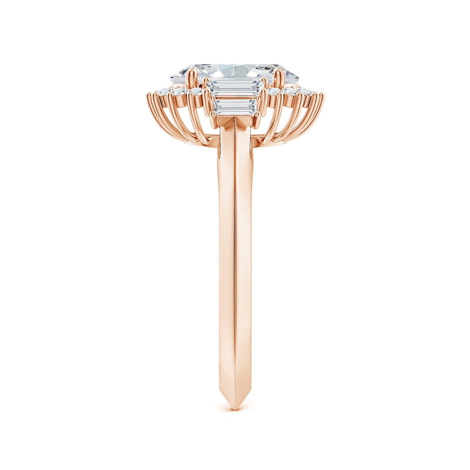 9x7mm GVS2 Oval Diamond Halo Knife-Edge Shank Engagement Ring in Rose Gold side 299