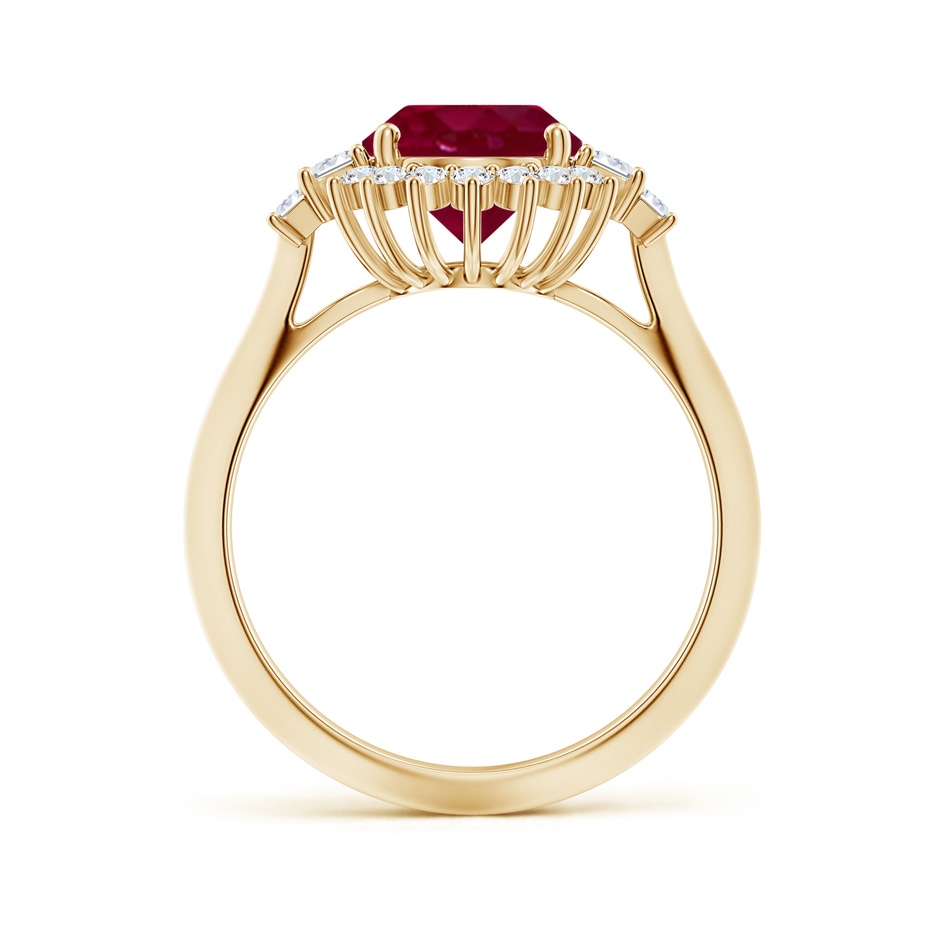 10x8mm A Oval Ruby Halo Knife-Edge Shank Engagement Ring in Yellow Gold side 199