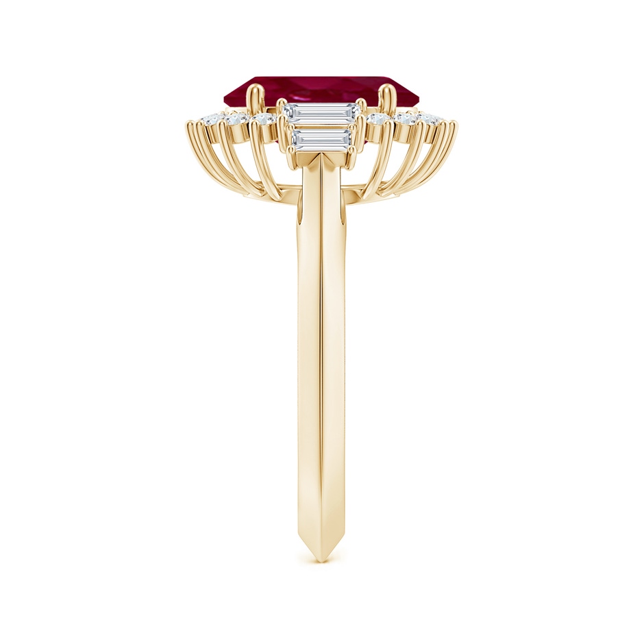 10x8mm A Oval Ruby Halo Knife-Edge Shank Engagement Ring in Yellow Gold side 299