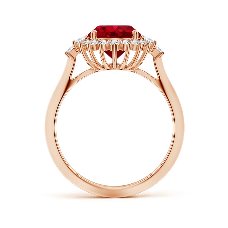 10x8mm AAA Oval Ruby Halo Knife-Edge Shank Engagement Ring in 18K Rose Gold side 199