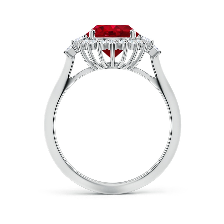 10x8mm AAA Oval Ruby Halo Knife-Edge Shank Engagement Ring in P950 Platinum side 199