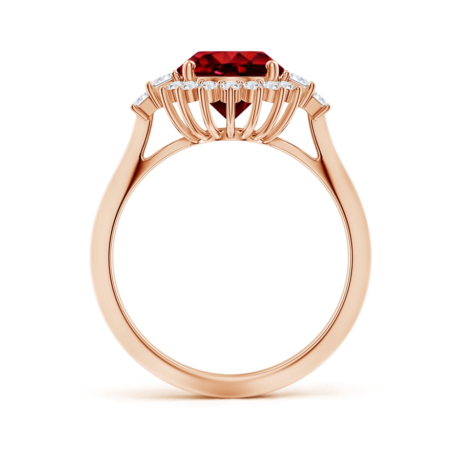 10x8mm AAAA Oval Ruby Halo Knife-Edge Shank Engagement Ring in Rose Gold side 199