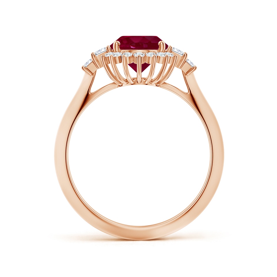 9x7mm A Oval Ruby Halo Knife-Edge Shank Engagement Ring in Rose Gold side 199