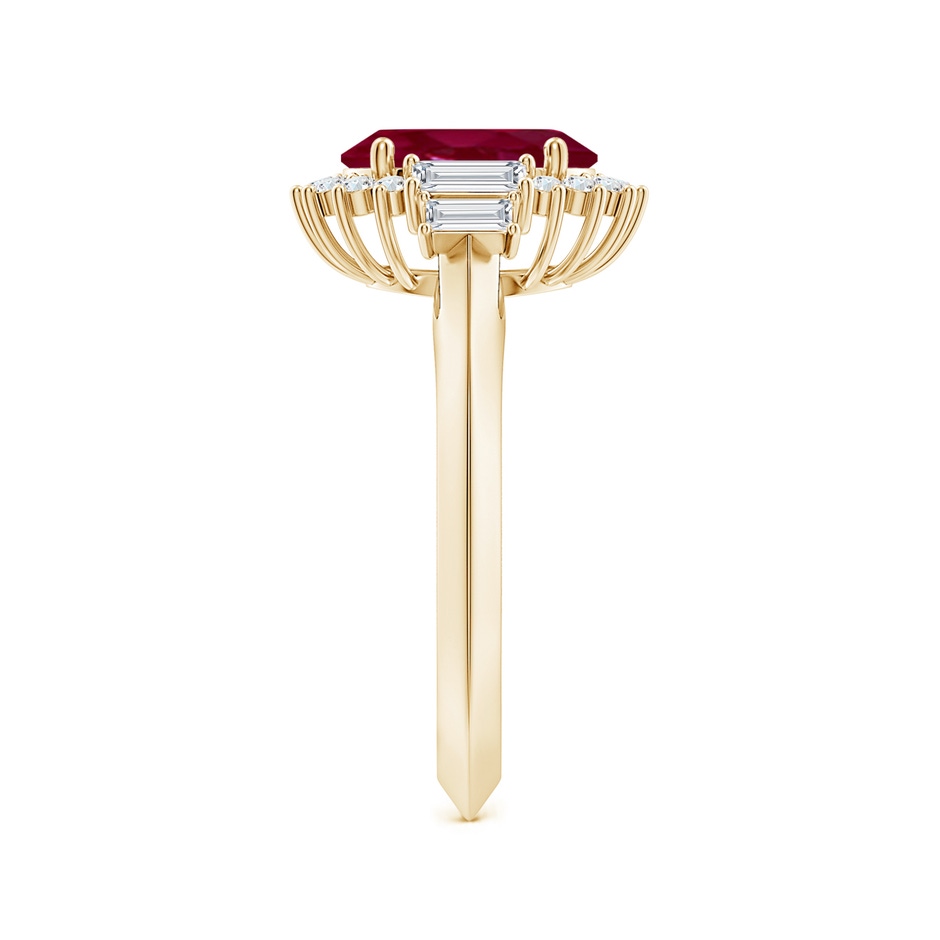 9x7mm A Oval Ruby Halo Knife-Edge Shank Engagement Ring in Yellow Gold side 299