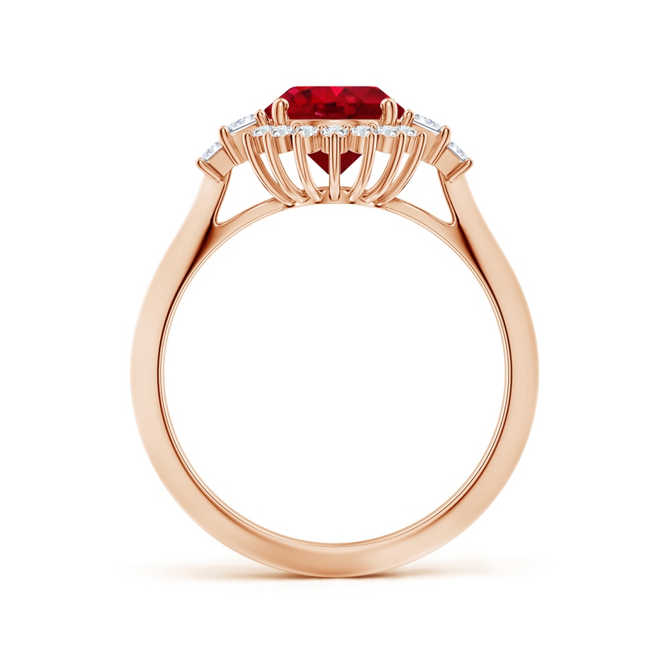 9x7mm AAA Oval Ruby Halo Knife-Edge Shank Engagement Ring in 18K Rose Gold side 199