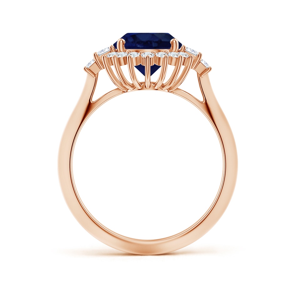 10x8mm A Oval Blue Sapphire Halo Knife-Edge Shank Engagement Ring in Rose Gold side 199