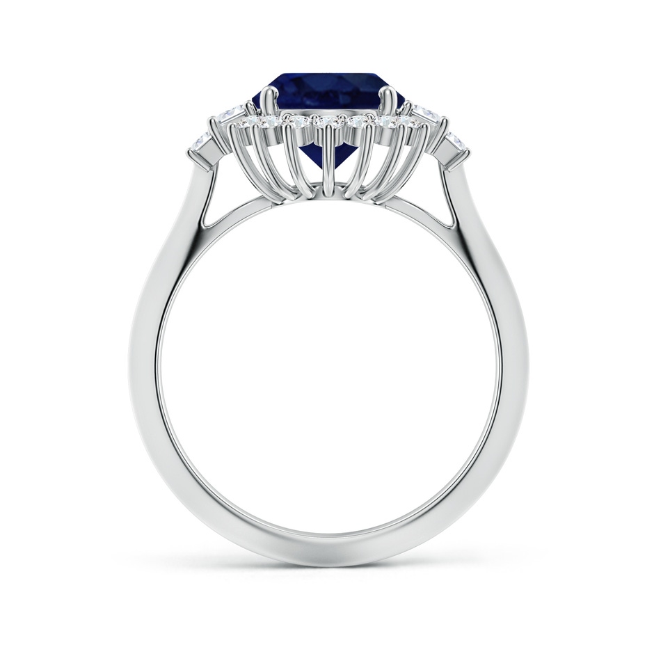10x8mm A Oval Blue Sapphire Halo Knife-Edge Shank Engagement Ring in White Gold side 199