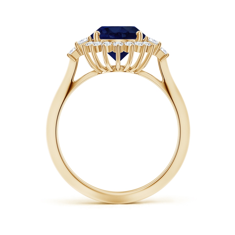 10x8mm A Oval Blue Sapphire Halo Knife-Edge Shank Engagement Ring in Yellow Gold side 199