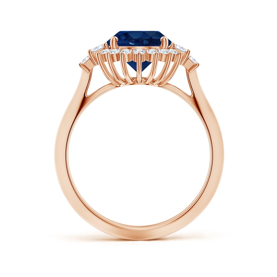 10x8mm AA Oval Blue Sapphire Halo Knife-Edge Shank Engagement Ring in 18K Rose Gold side 199