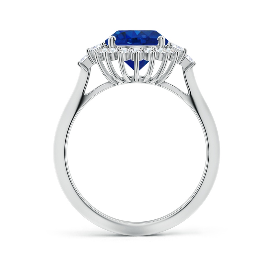 10x8mm AAA Oval Blue Sapphire Halo Knife-Edge Shank Engagement Ring in P950 Platinum side 199