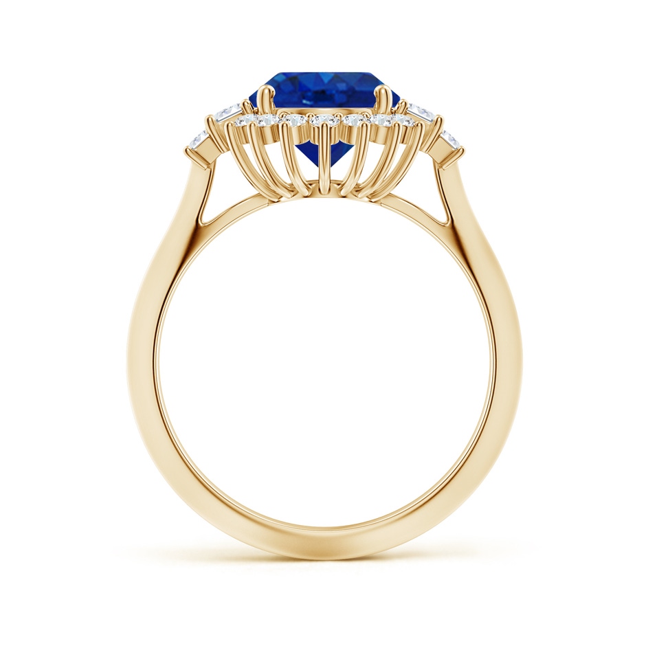 10x8mm AAA Oval Blue Sapphire Halo Knife-Edge Shank Engagement Ring in Yellow Gold side 199