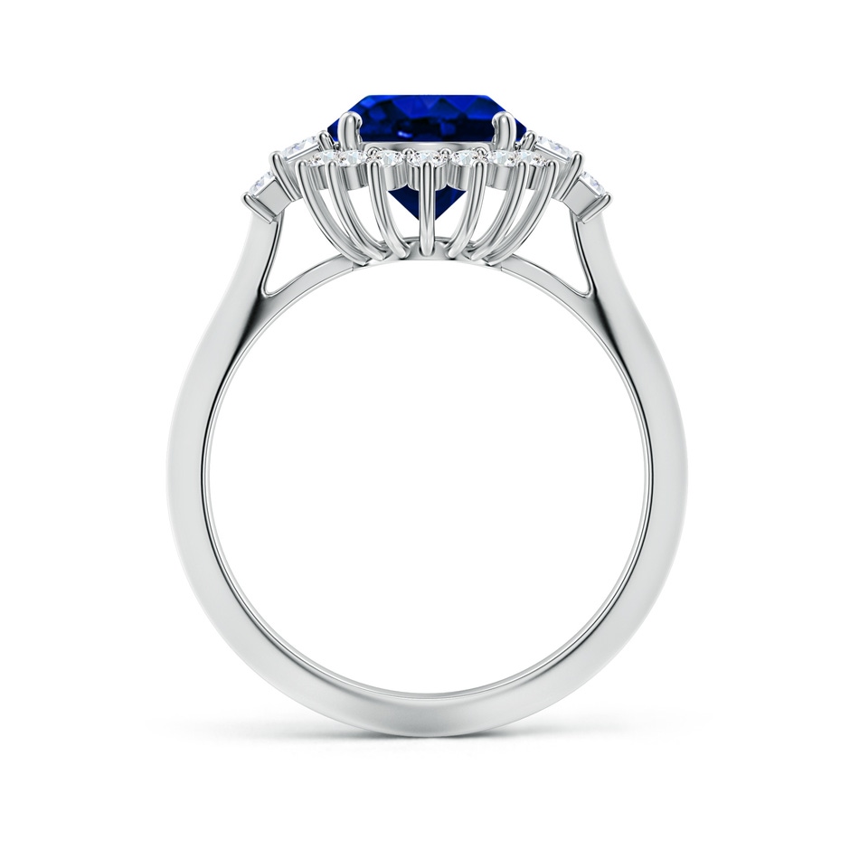 10x8mm Lab-Grown Oval Blue Sapphire Halo Knife-Edge Shank Engagement Ring in 18K White Gold side 199