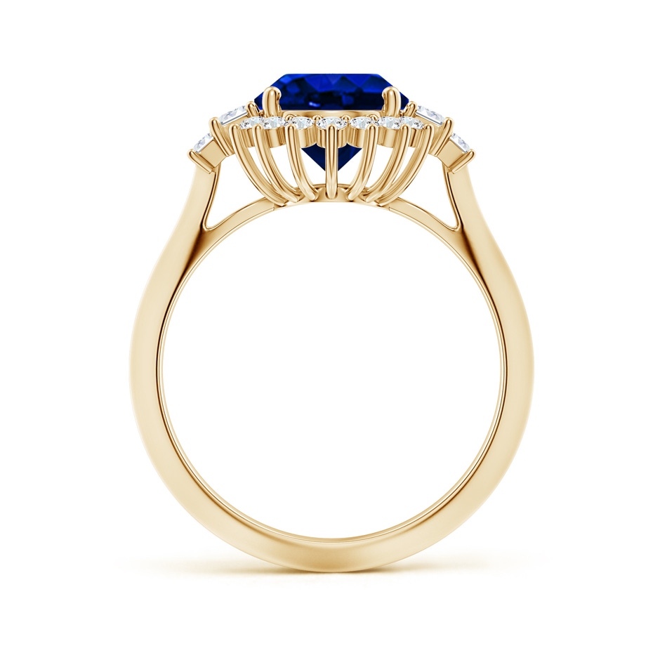 10x8mm AAAA Oval Blue Sapphire Halo Knife-Edge Shank Engagement Ring in Yellow Gold side 199