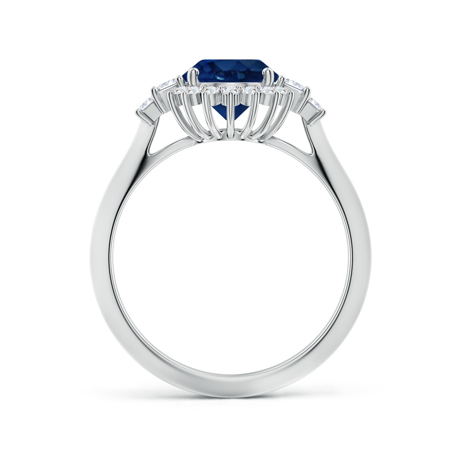 9x7mm AA Oval Blue Sapphire Halo Knife-Edge Shank Engagement Ring in P950 Platinum side 199