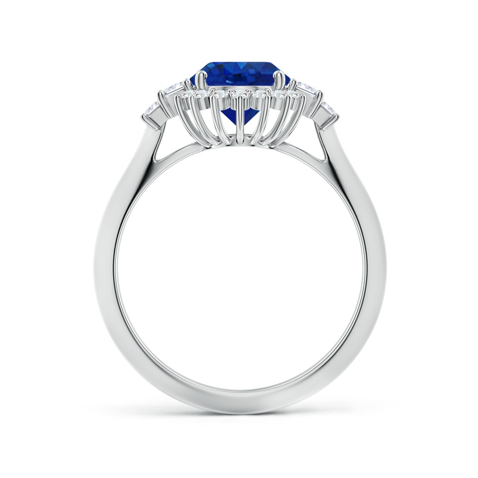 9x7mm AAA Oval Blue Sapphire Halo Knife-Edge Shank Engagement Ring in 18K White Gold side 199