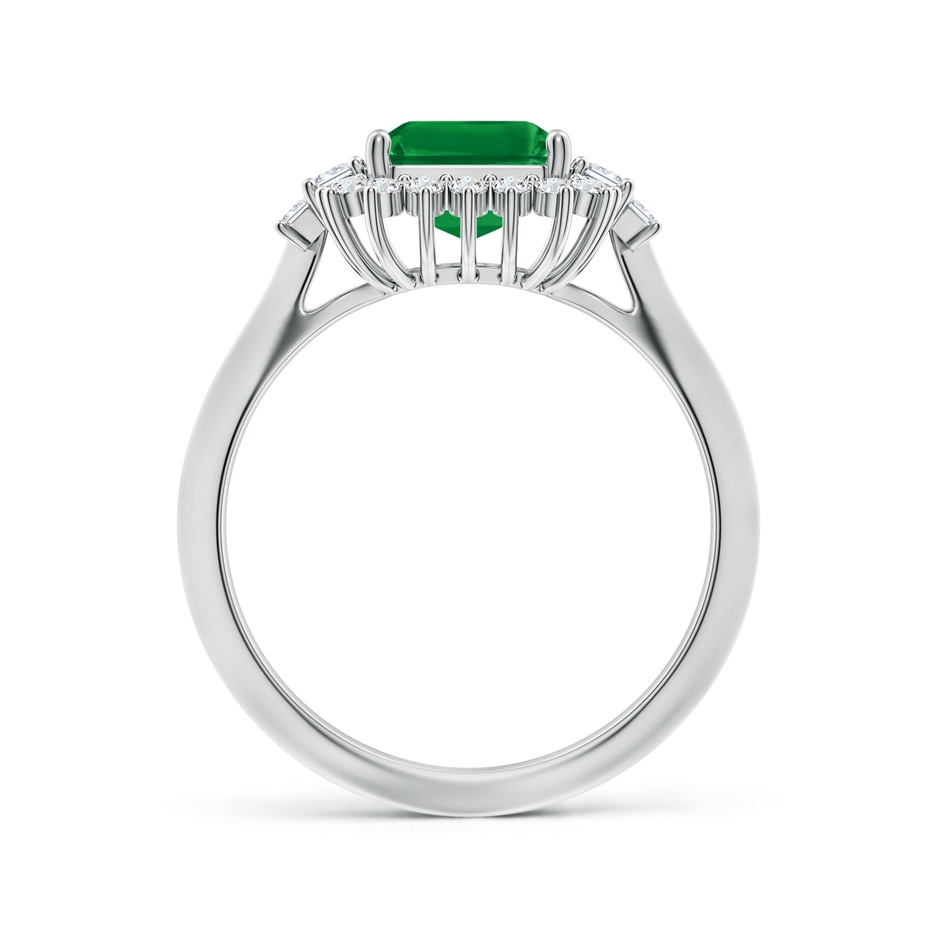 9x7mm AAA Emerald-Cut Emerald Halo Knife-Edge Shank Engagement Ring in White Gold side 199