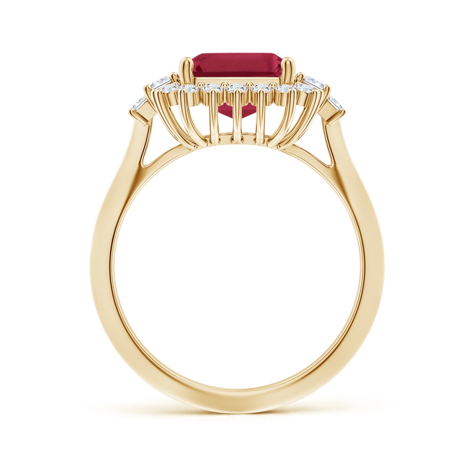 10x8mm A Emerald-Cut Ruby Halo Knife-Edge Shank Engagement Ring in 18K Yellow Gold side 199