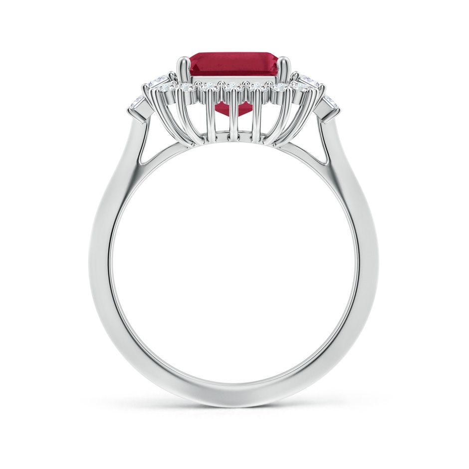 10x8mm A Emerald-Cut Ruby Halo Knife-Edge Shank Engagement Ring in P950 Platinum side 199