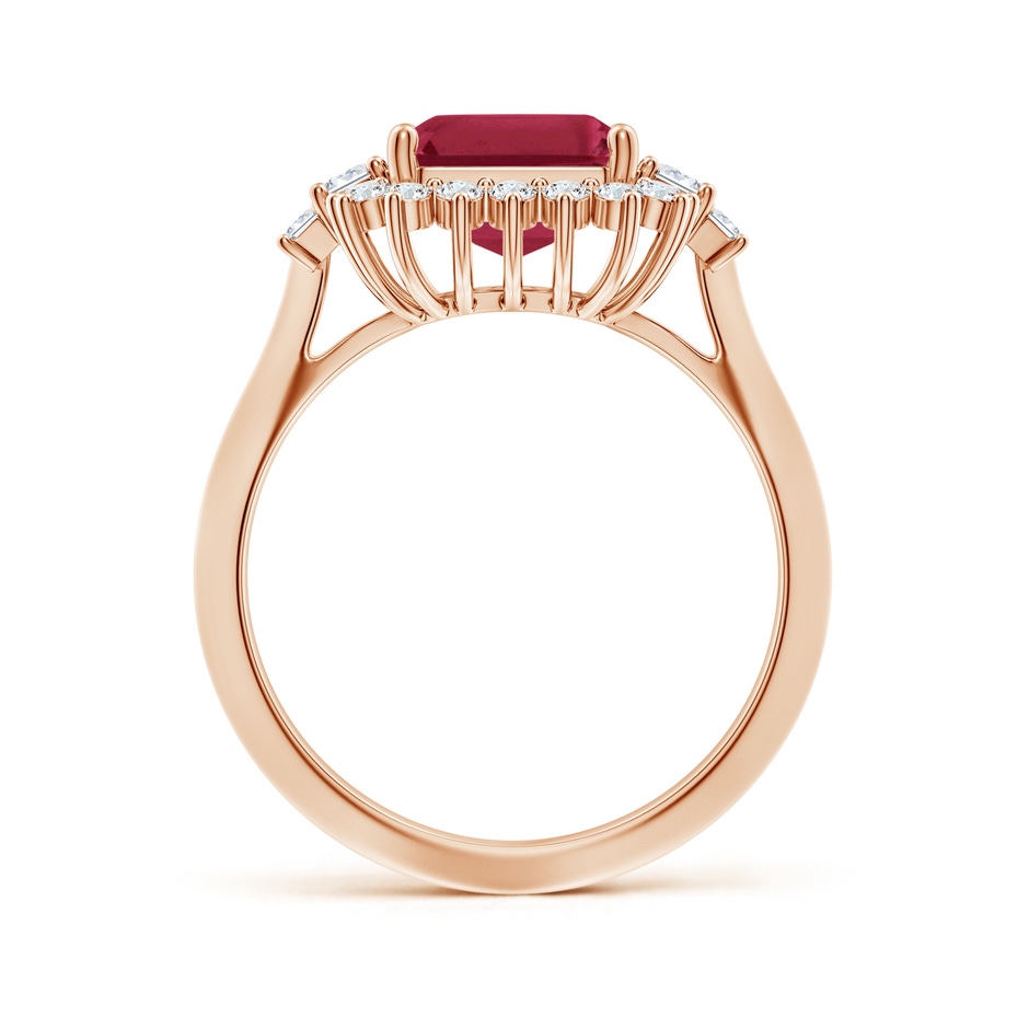 10x8mm A Emerald-Cut Ruby Halo Knife-Edge Shank Engagement Ring in Rose Gold side 199