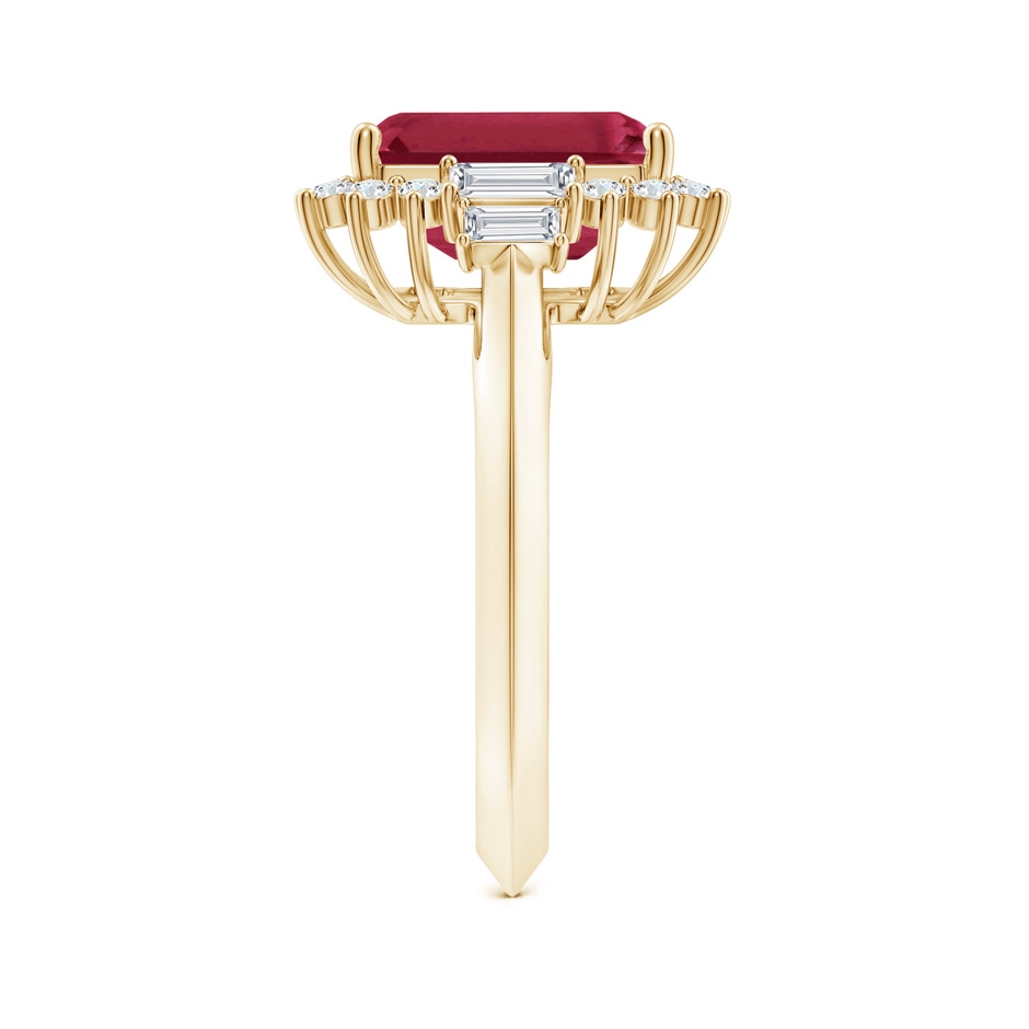 10x8mm A Emerald-Cut Ruby Halo Knife-Edge Shank Engagement Ring in Yellow Gold side 299