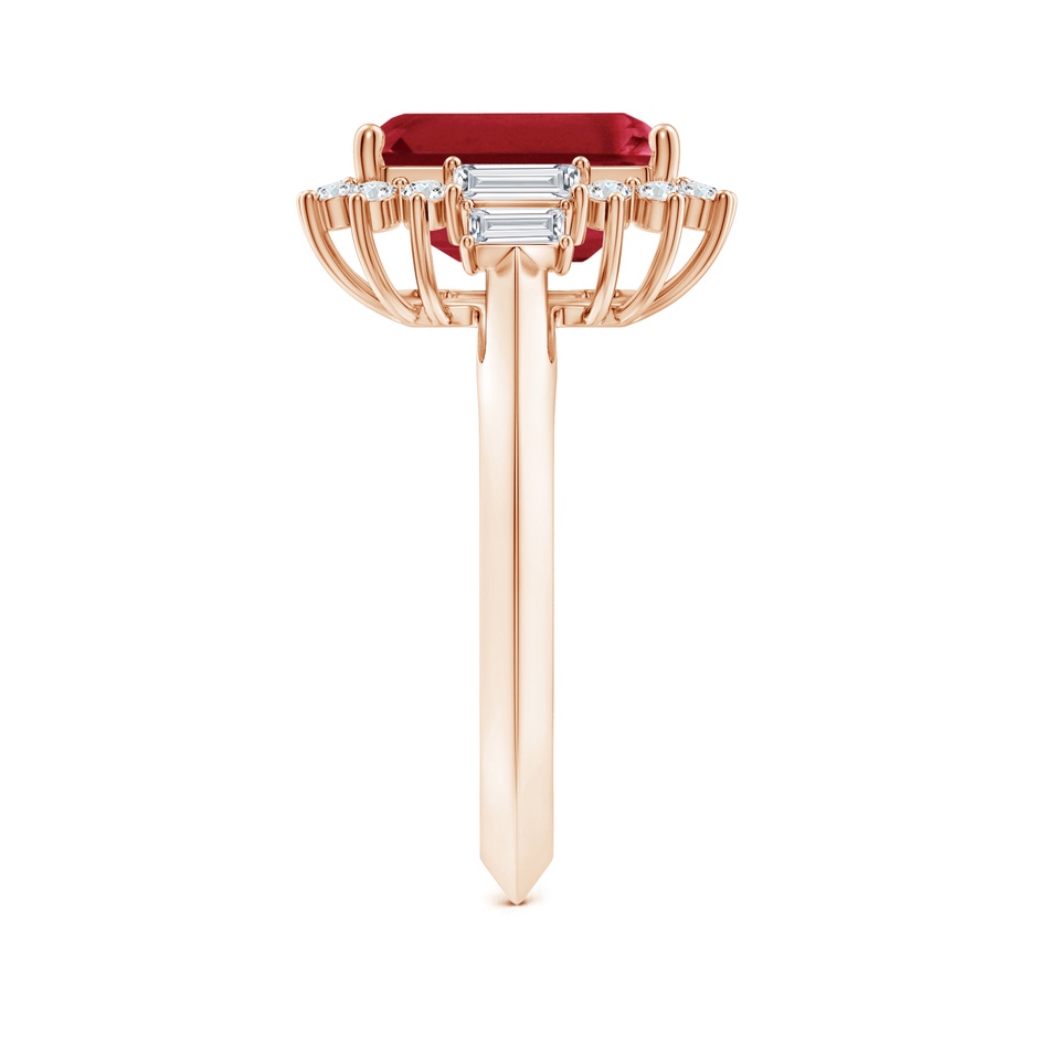 10x8mm AA Emerald-Cut Ruby Halo Knife-Edge Shank Engagement Ring in 18K Rose Gold side 299