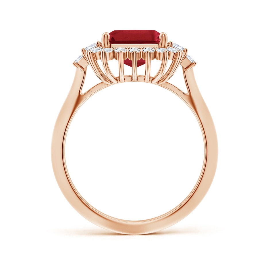 10x8mm AA Emerald-Cut Ruby Halo Knife-Edge Shank Engagement Ring in Rose Gold side 199