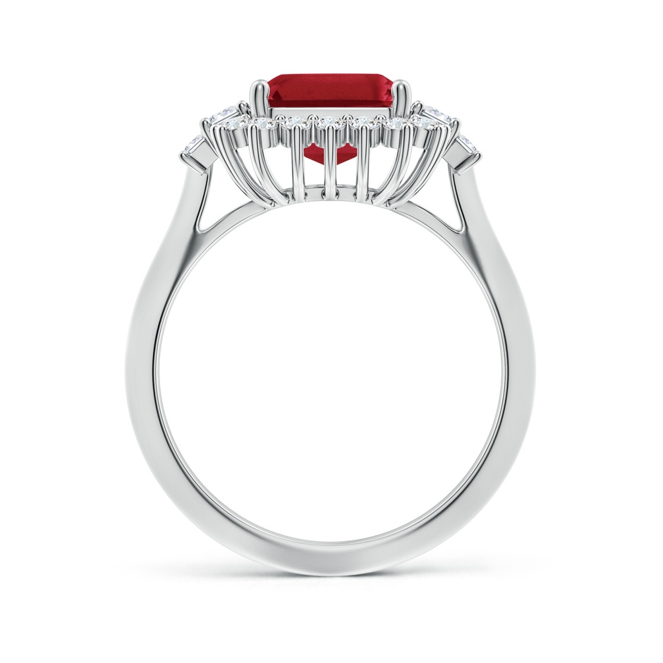 10x8mm AA Emerald-Cut Ruby Halo Knife-Edge Shank Engagement Ring in White Gold side 199