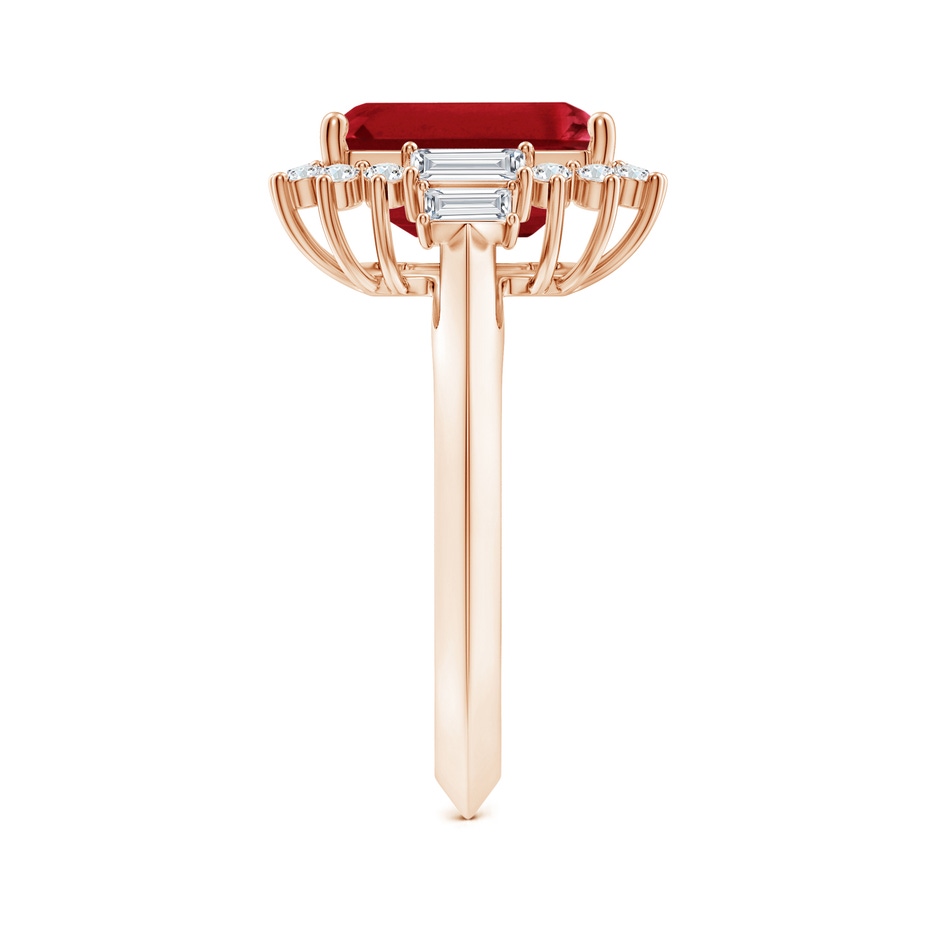 10x8mm AAA Emerald-Cut Ruby Halo Knife-Edge Shank Engagement Ring in 18K Rose Gold side 299