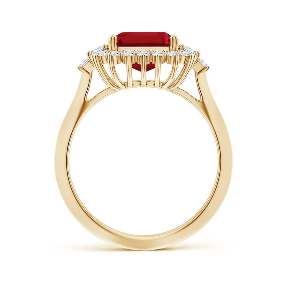 10x8mm AAA Emerald-Cut Ruby Halo Knife-Edge Shank Engagement Ring in Yellow Gold side 199