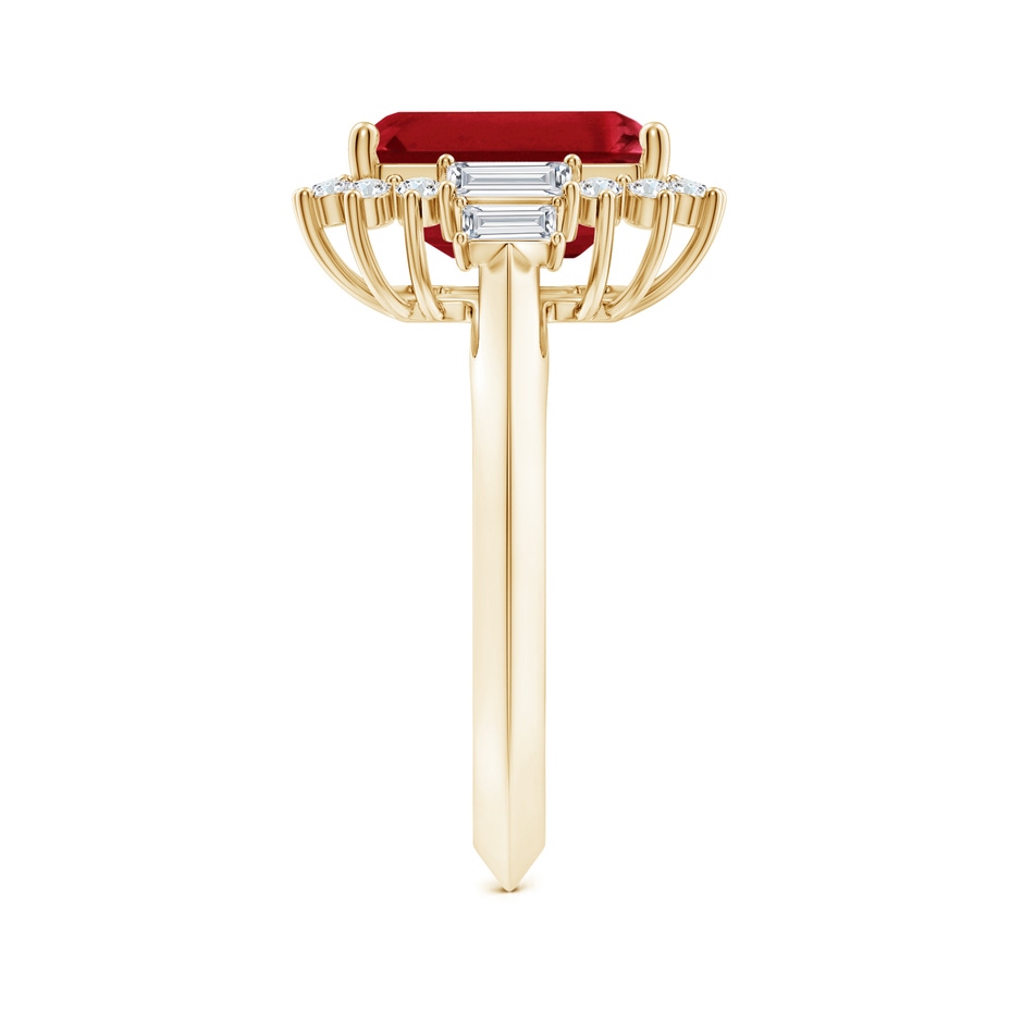 10x8mm AAA Emerald-Cut Ruby Halo Knife-Edge Shank Engagement Ring in Yellow Gold side 299