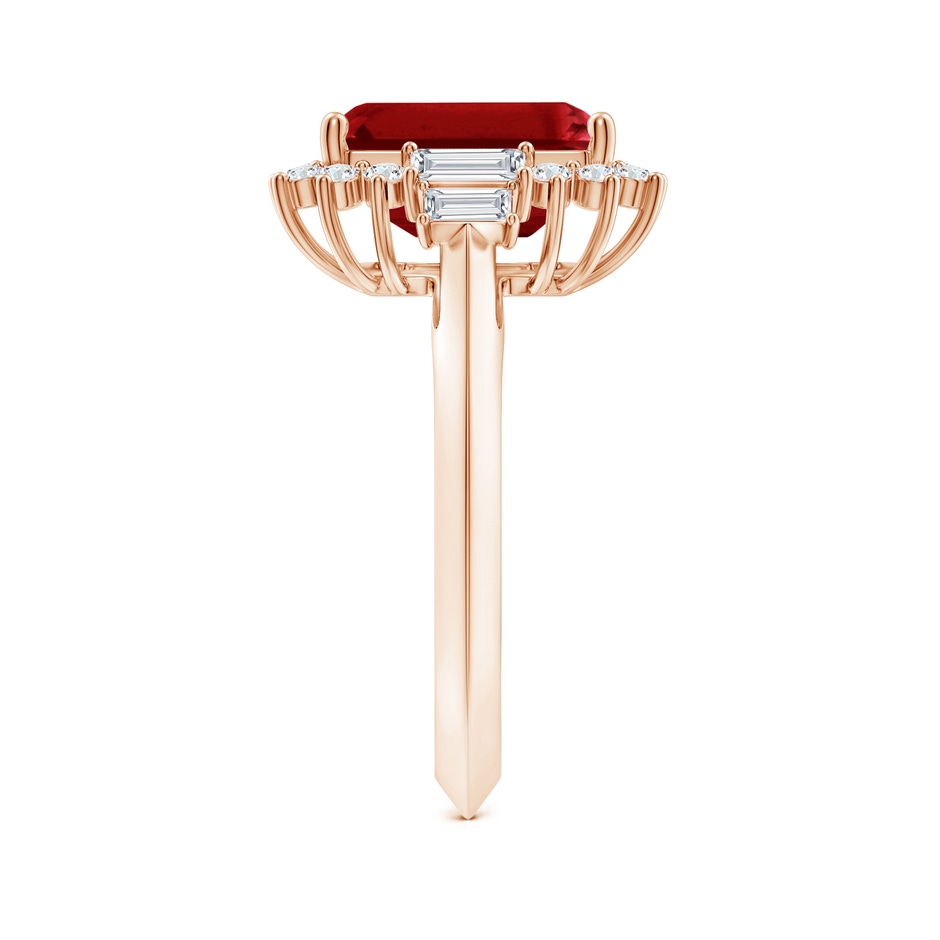10x8mm AAAA Emerald-Cut Ruby Halo Knife-Edge Shank Engagement Ring in 18K Rose Gold side 299