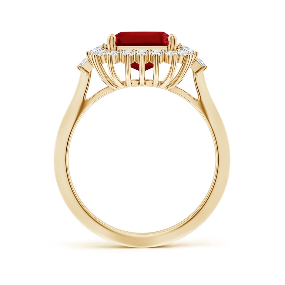10x8mm AAAA Emerald-Cut Ruby Halo Knife-Edge Shank Engagement Ring in Yellow Gold side 199