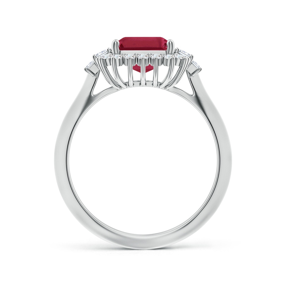 9x7mm A Emerald-Cut Ruby Halo Knife-Edge Shank Engagement Ring in White Gold side 199