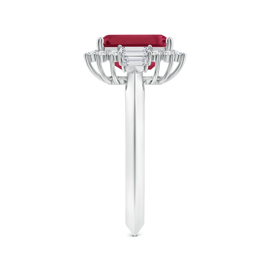 9x7mm A Emerald-Cut Ruby Halo Knife-Edge Shank Engagement Ring in White Gold side 299