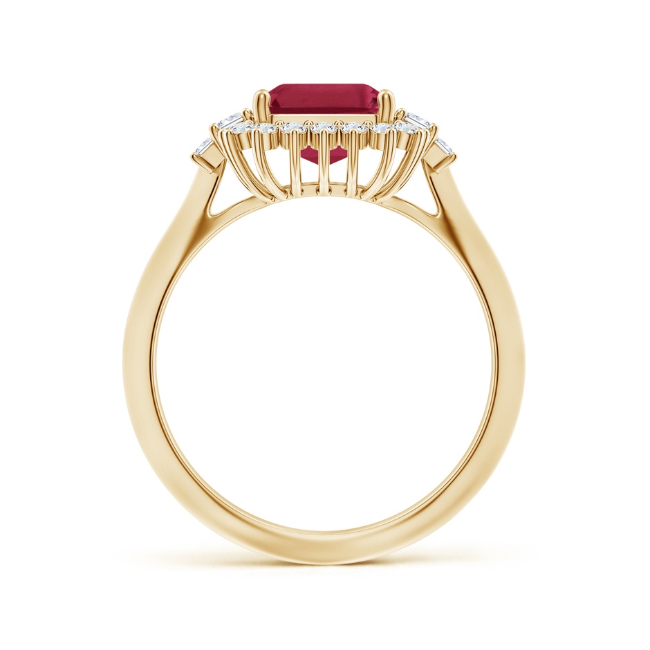 9x7mm A Emerald-Cut Ruby Halo Knife-Edge Shank Engagement Ring in Yellow Gold side 199