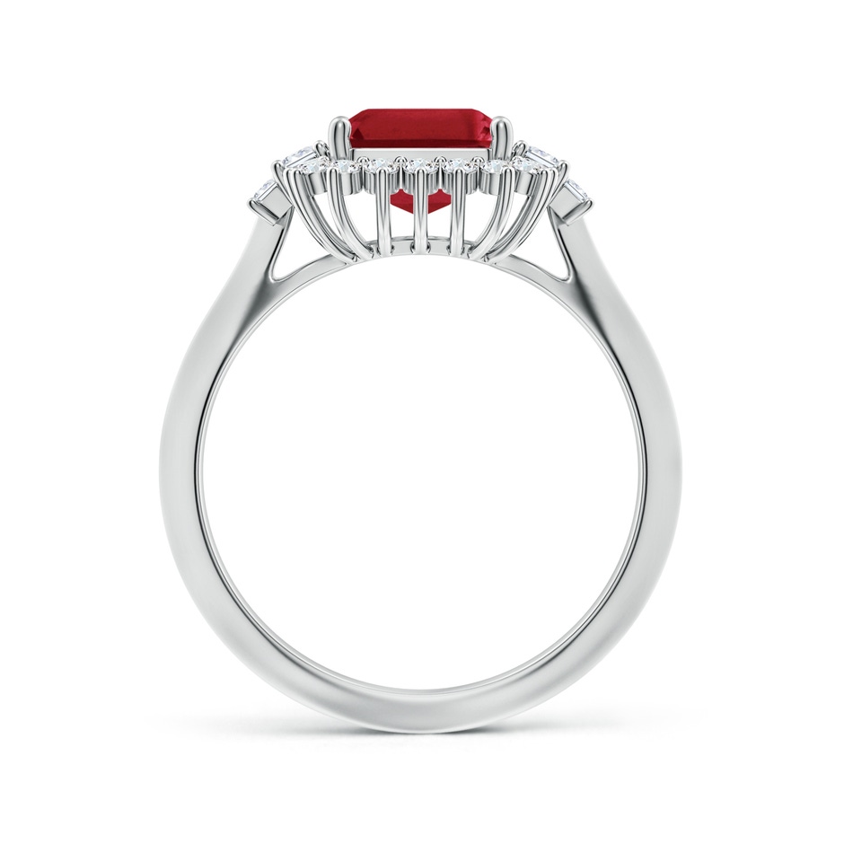 9x7mm AA Emerald-Cut Ruby Halo Knife-Edge Shank Engagement Ring in P950 Platinum side 199