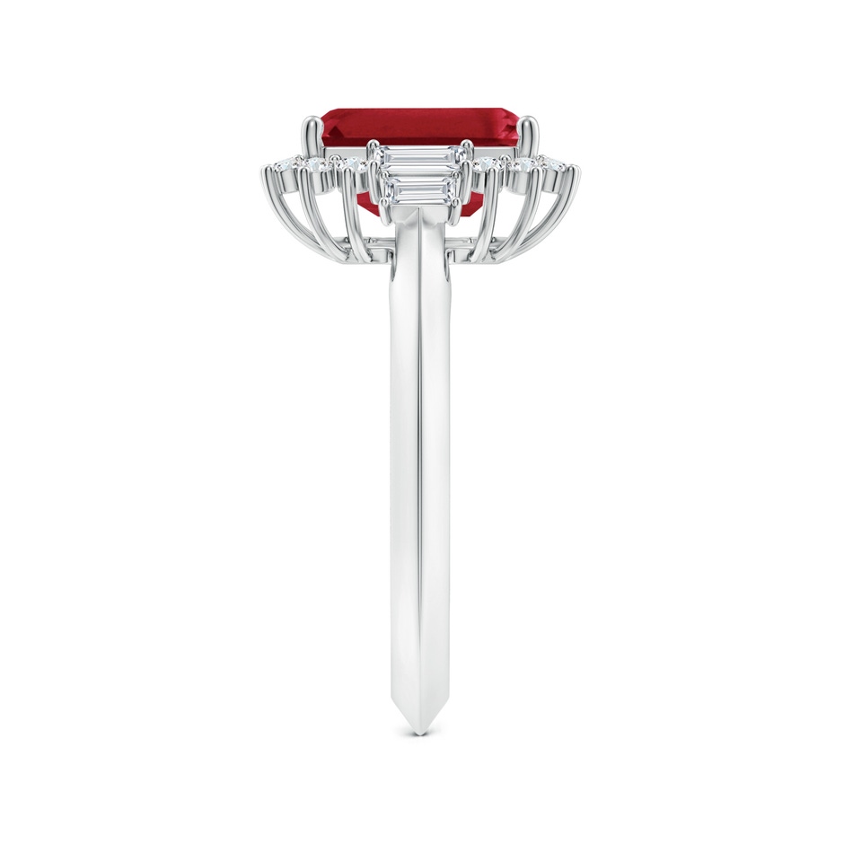 9x7mm AA Emerald-Cut Ruby Halo Knife-Edge Shank Engagement Ring in P950 Platinum side 299
