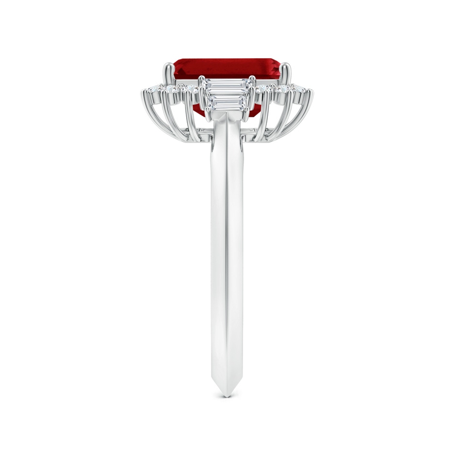 9x7mm AAAA Emerald-Cut Ruby Halo Knife-Edge Shank Engagement Ring in White Gold side 299
