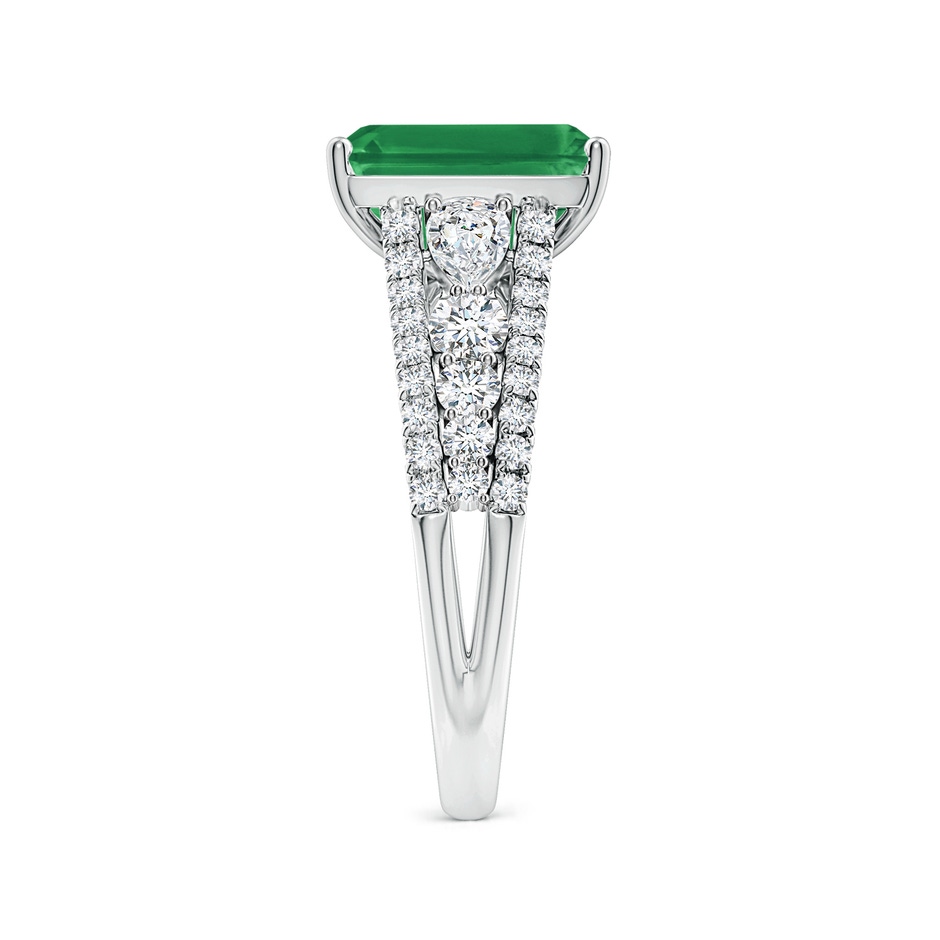 10x8mm AA Classic Emerald-Cut Emerald Split Shank Engagement Ring with Accents in White Gold side 299