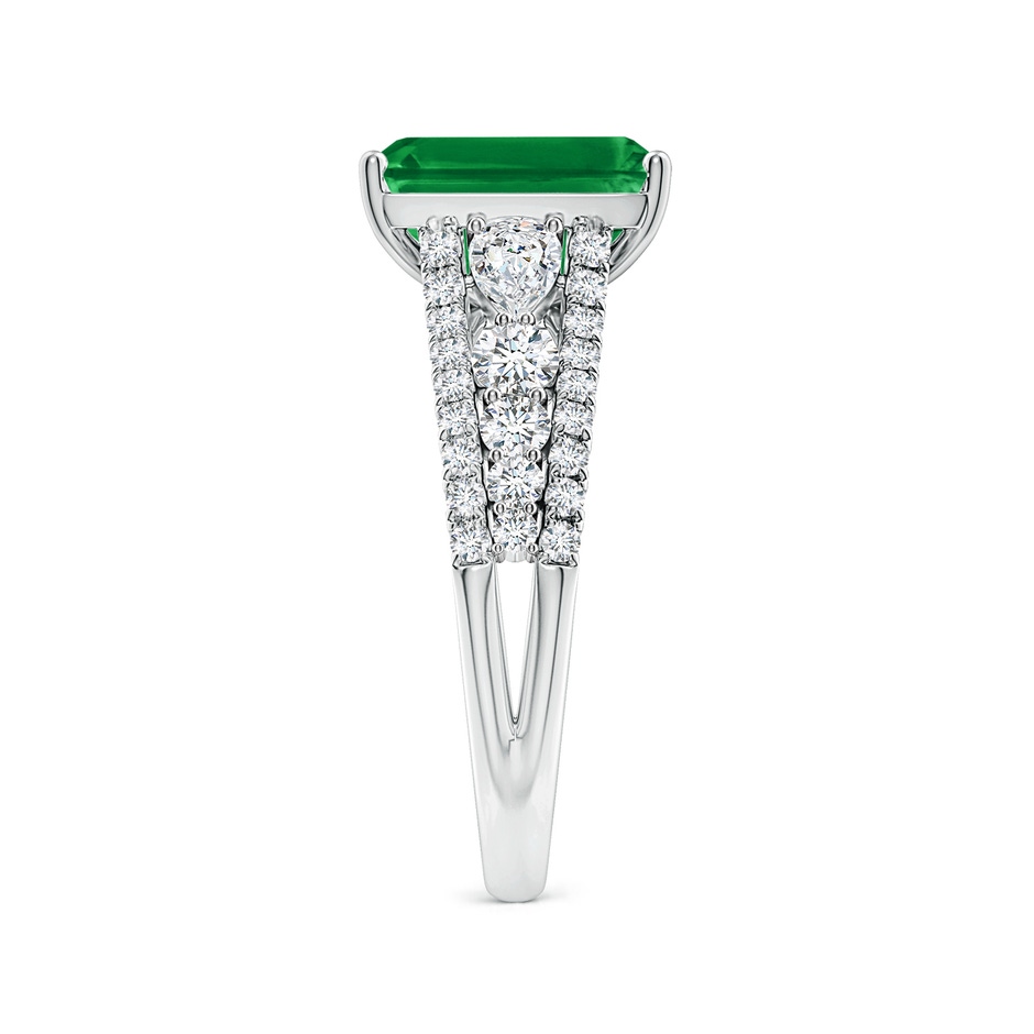 10x8mm AAA Classic Emerald-Cut Emerald Split Shank Engagement Ring with Accents in White Gold side 299