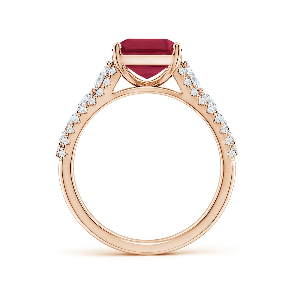 10x8mm A Classic Emerald-Cut Ruby Split Shank Engagement Ring with Accents in Rose Gold side 199
